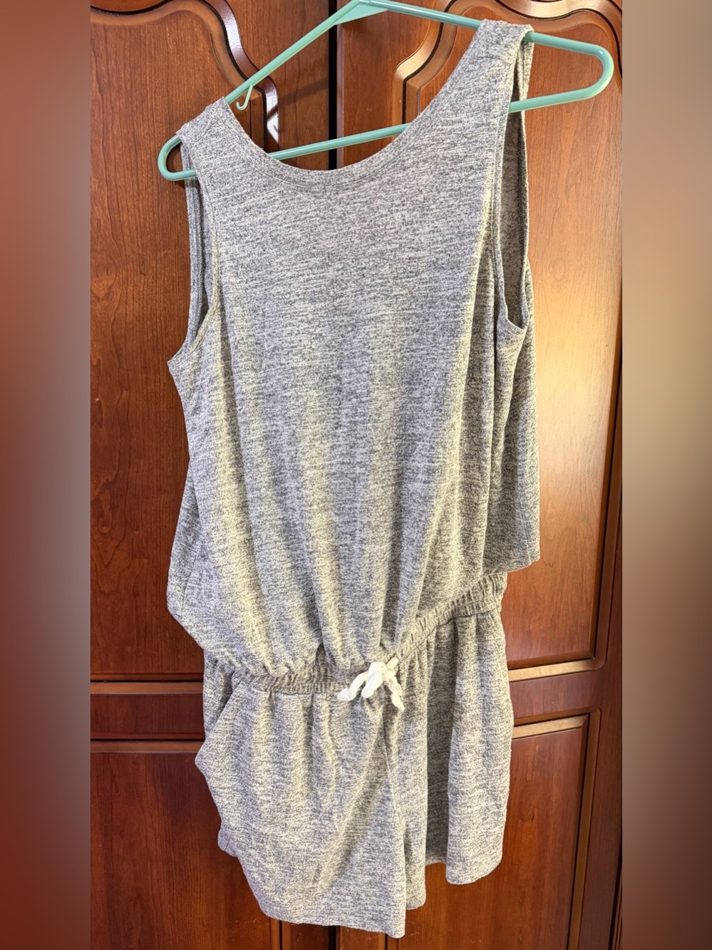 Time and Tru Gray Sleeveless Drawstring Romper
